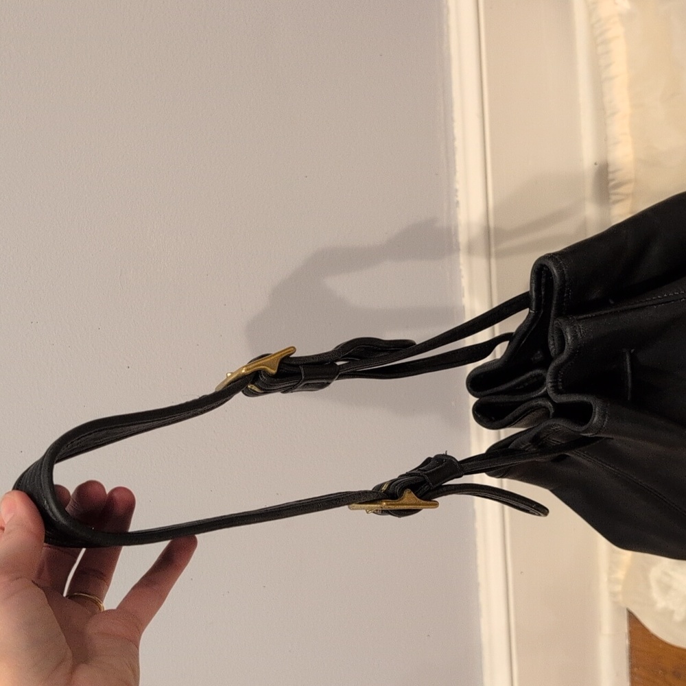 Vintage Coach Legacy 9166 Drawstring Bucket Black Leather Women's Bag - Picture 5 of 11